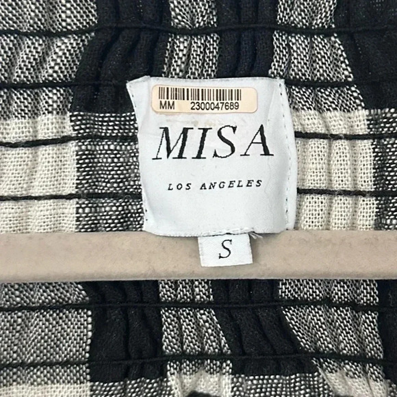 MISA Los Angeles Gingham Tassel Sleeve Off the Shoulder Top Size Small - Picture 8 of 9